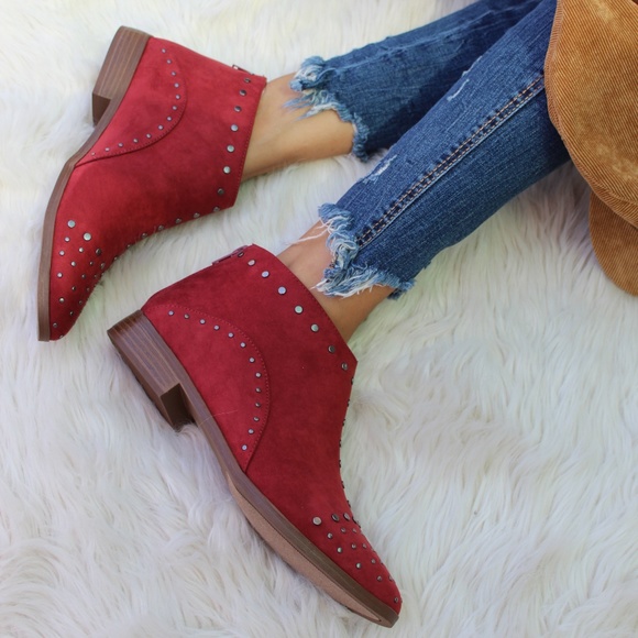 🚨LAST PAIR//The Brandy//Brick Red studded booties - Picture 5 of 8
